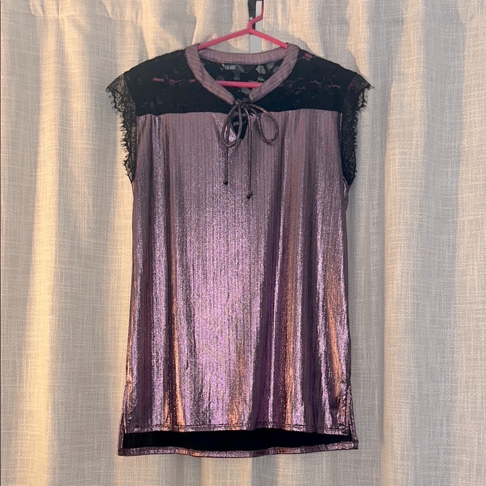 Shimmering Purple and Black Sleeveless Top